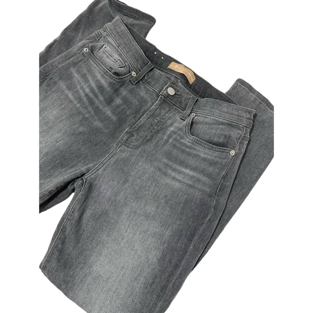 7 For All Mankind Charcoal Wash Skinny Jeans Size 26 Front Buttons